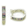 Rhodium Gold Filled Huggie Hoop, with Multicolor Cubic Zirconia, Polished, Silver Finish, 02.282.0187.14