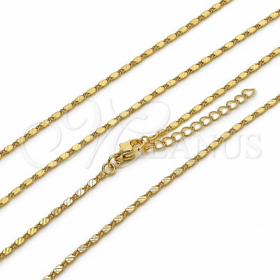 Oro Laminado Basic Necklace, Gold Filled Style Diamond Cutting Finish, Golden Finish, 04.341.0249.18 (Thickness, 17 Inches Length)