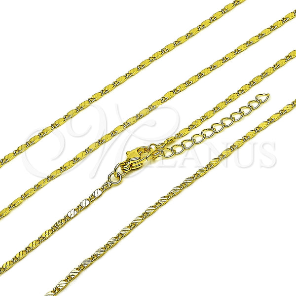 Oro Laminado Basic Necklace, Gold Filled Style Diamond Cutting Finish, Golden Finish, 04.341.0249.18 (Thickness, 17 Inches Length)