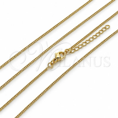 Oro Laminado Basic Necklace, Gold Filled Style Miami Cuban Design, Polished, Golden Finish, 04.213.0256.16 (Thickness, 17 Inches Length)