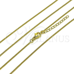 Oro Laminado Basic Necklace, Gold Filled Style Miami Cuban Design, Polished, Golden Finish, 04.213.0256.16 (Thickness, 17 Inches Length)