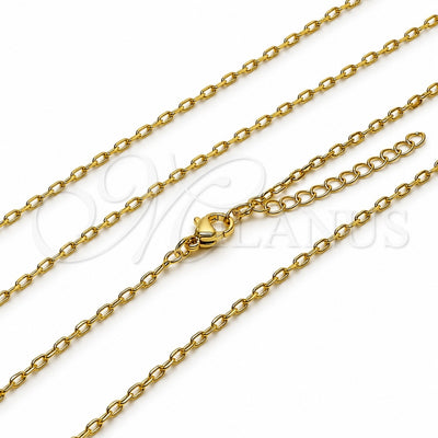 Oro Laminado Basic Necklace, Gold Filled Style Rolo and Paperclip Design, Polished, Golden Finish, 04.341.0250.18 (Thickness, 17 Inches Length)