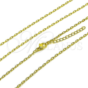 Oro Laminado Basic Necklace, Gold Filled Style Rolo and Paperclip Design, Polished, Golden Finish, 04.341.0250.18 (Thickness, 17 Inches Length)