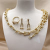 Oro Laminado Necklace, Bracelet, Earring and Ring, Gold Filled Style with White Micro Pave, Polished, Golden Finish, 06.372.0096.20