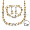 Oro Laminado Necklace, Bracelet, Earring and Ring, Gold Filled Style with White Micro Pave, Polished, Golden Finish, 06.372.0096.20