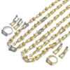 Oro Laminado Necklace, Bracelet, Earring and Ring, Gold Filled Style with White Cubic Zirconia, Polished, Two Tone, 06.372.0096.1.20