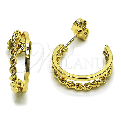 Oro Laminado Small Hoop, Gold Filled Style Twist Design, Polished, Golden Finish, 02.196.0260.20
