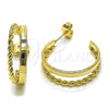 Oro Laminado Small Hoop, Gold Filled Style Twist Design, Polished, Golden Finish, 02.196.0260.25