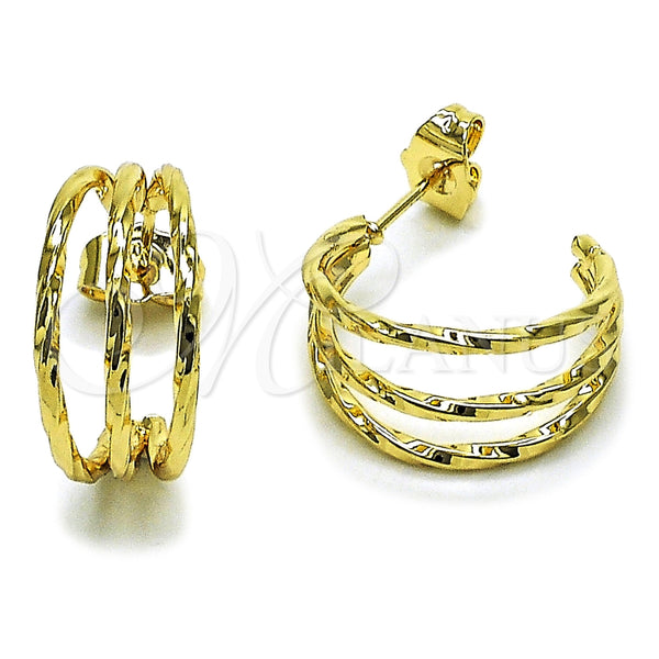 Oro Laminado Small Hoop, Gold Filled Style Twist Design, Polished, Golden Finish, 02.196.0262.20