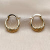 Oro Laminado Small Hoop, Gold Filled Style Heart Design, Polished, Golden Finish, 02.196.0265.20