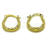 Oro Laminado Small Hoop, Gold Filled Style Heart Design, Polished, Golden Finish, 02.196.0266.18