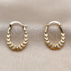 Oro Laminado Small Hoop, Gold Filled Style Shell Design, Polished, Golden Finish, 02.196.0267.18