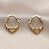 Oro Laminado Small Hoop, Gold Filled Style Heart Design, Polished, Golden Finish, 02.196.0268.20