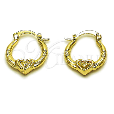 Oro Laminado Small Hoop, Gold Filled Style Heart Design, Polished, Golden Finish, 02.196.0268.20