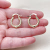 Oro Laminado Small Hoop, Gold Filled Style Twist Design, Polished, Golden Finish, 02.196.0270.20