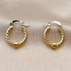 Oro Laminado Small Hoop, Gold Filled Style Twist Design, Polished, Golden Finish, 02.196.0270.20
