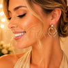 Oro Laminado Stud Earring, Gold Filled Style Hollow Design, Polished, Golden Finish, 02.196.0271