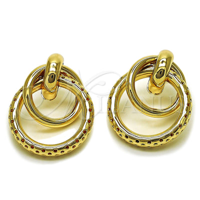 Oro Laminado Stud Earring, Gold Filled Style Hollow Design, Polished, Golden Finish, 02.196.0271
