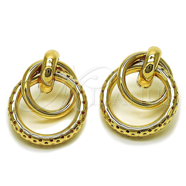 Oro Laminado Stud Earring, Gold Filled Style Hollow Design, Polished, Golden Finish, 02.196.0271
