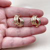 Oro Laminado Stud Earring, Gold Filled Style Hollow Design, Polished, Golden Finish, 02.196.0272