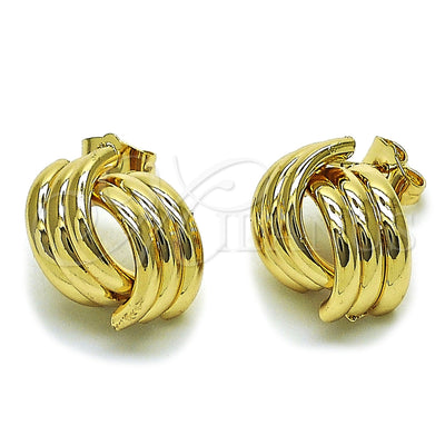 Oro Laminado Stud Earring, Gold Filled Style Hollow Design, Polished, Golden Finish, 02.196.0272