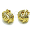 Oro Laminado Stud Earring, Gold Filled Style Hollow Design, Polished, Golden Finish, 02.196.0272