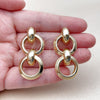 Oro Laminado Long Earring, Gold Filled Style Hollow Design, Polished, Golden Finish, 02.196.0273