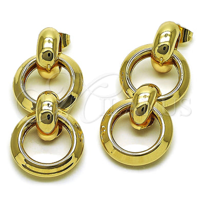 Oro Laminado Long Earring, Gold Filled Style Hollow Design, Polished, Golden Finish, 02.196.0273