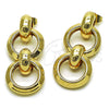Oro Laminado Long Earring, Gold Filled Style Hollow Design, Polished, Golden Finish, 02.196.0273