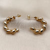Oro Laminado Medium Hoop, Gold Filled Style Twist Design, with Crystal Crystal, Polished, Golden Finish, 02.196.0274.30