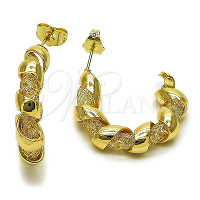 Oro Laminado Medium Hoop, Gold Filled Style Twist Design, with Crystal Crystal, Polished, Golden Finish, 02.196.0274.30