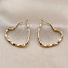 Oro Laminado Medium Hoop, Gold Filled Style Heart and Hollow Design, Polished, Golden Finish, 02.196.0276.40