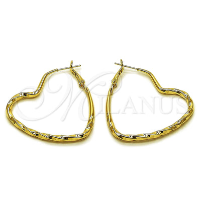 Oro Laminado Medium Hoop, Gold Filled Style Heart and Hollow Design, Polished, Golden Finish, 02.196.0276.50