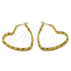 Oro Laminado Medium Hoop, Gold Filled Style Heart and Hollow Design, Polished, Golden Finish, 02.196.0276.50