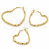 Oro Laminado Medium Hoop, Gold Filled Style Heart and Hollow Design, Polished, Golden Finish, 02.196.0276.50