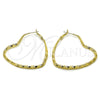 Oro Laminado Medium Hoop, Gold Filled Style Heart and Hollow Design, Polished, Golden Finish, 02.196.0276.60