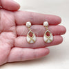 Oro Laminado Dangle Earring, Gold Filled Style Teardrop and Suitecase Design, White Enamel Finish, Golden Finish, 02.196.0278