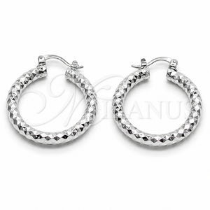 Rhodium Gold Filled Medium Hoop, Diamond Cutting Finish, Rhodium Finish, 5.139.027.1.30