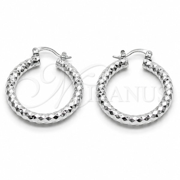 Rhodium Gold Filled Medium Hoop, Diamond Cutting Finish, Rhodium Finish, 5.139.027.1.30