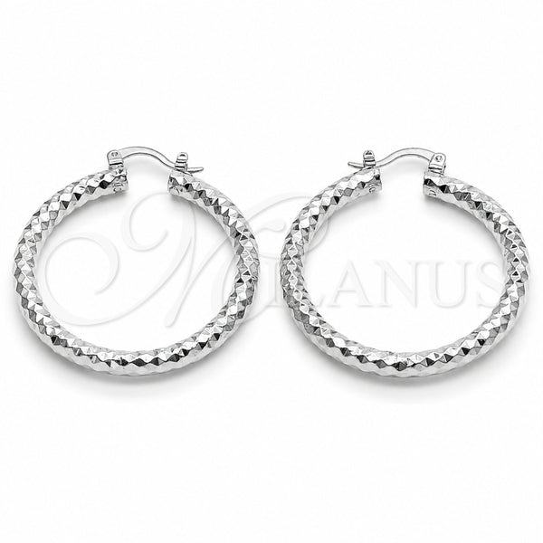 Rhodium Gold Filled Medium Hoop, Diamond Cutting Finish, Rhodium Finish, 5.139.027.1.40