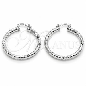 Rhodium Gold Filled Medium Hoop, Diamond Cutting Finish, Rhodium Finish, 5.139.027.1.40