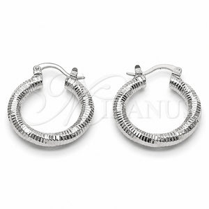 Rhodium Gold Filled Medium Hoop, Diamond Cutting Finish, Rhodium Finish, 02.196.0145.1.25