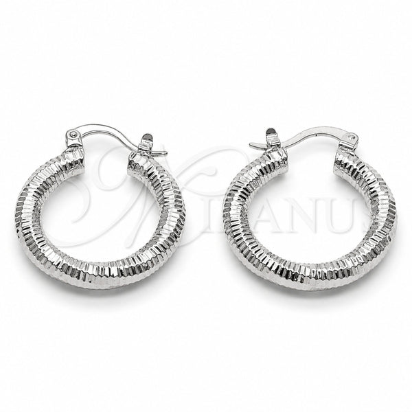 Rhodium Gold Filled Medium Hoop, Diamond Cutting Finish, Rhodium Finish, 02.196.0145.1.25
