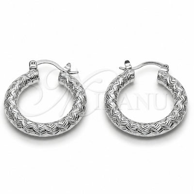 Rhodium Gold Filled Medium Hoop, Diamond Cutting Finish, Rhodium Finish, 02.196.0259.25