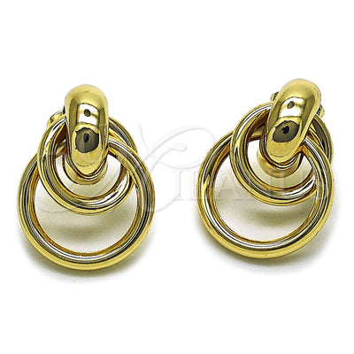 Oro Laminado Long Earring, Gold Filled Style Hollow Design, Polished, Golden Finish, 02.196.0281