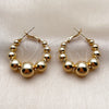 Oro Laminado Stud Earring, Gold Filled Style Ball and Hollow Design, Polished, Golden Finish, 02.341.0164.30