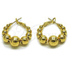 Oro Laminado Stud Earring, Gold Filled Style Ball and Hollow Design, Polished, Golden Finish, 02.341.0164.30