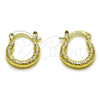 Oro Laminado Small Hoop, Gold Filled Style Diamond Cutting Finish, Golden Finish, 02.213.0245.1.15