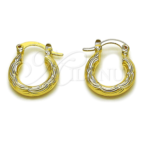 Oro Laminado Small Hoop, Gold Filled Style Diamond Cutting Finish, Golden Finish, 02.196.0284.15