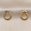 Oro Laminado Small Hoop, Gold Filled Style Hollow Design, Diamond Cutting Finish, Golden Finish, 02.213.0154.15